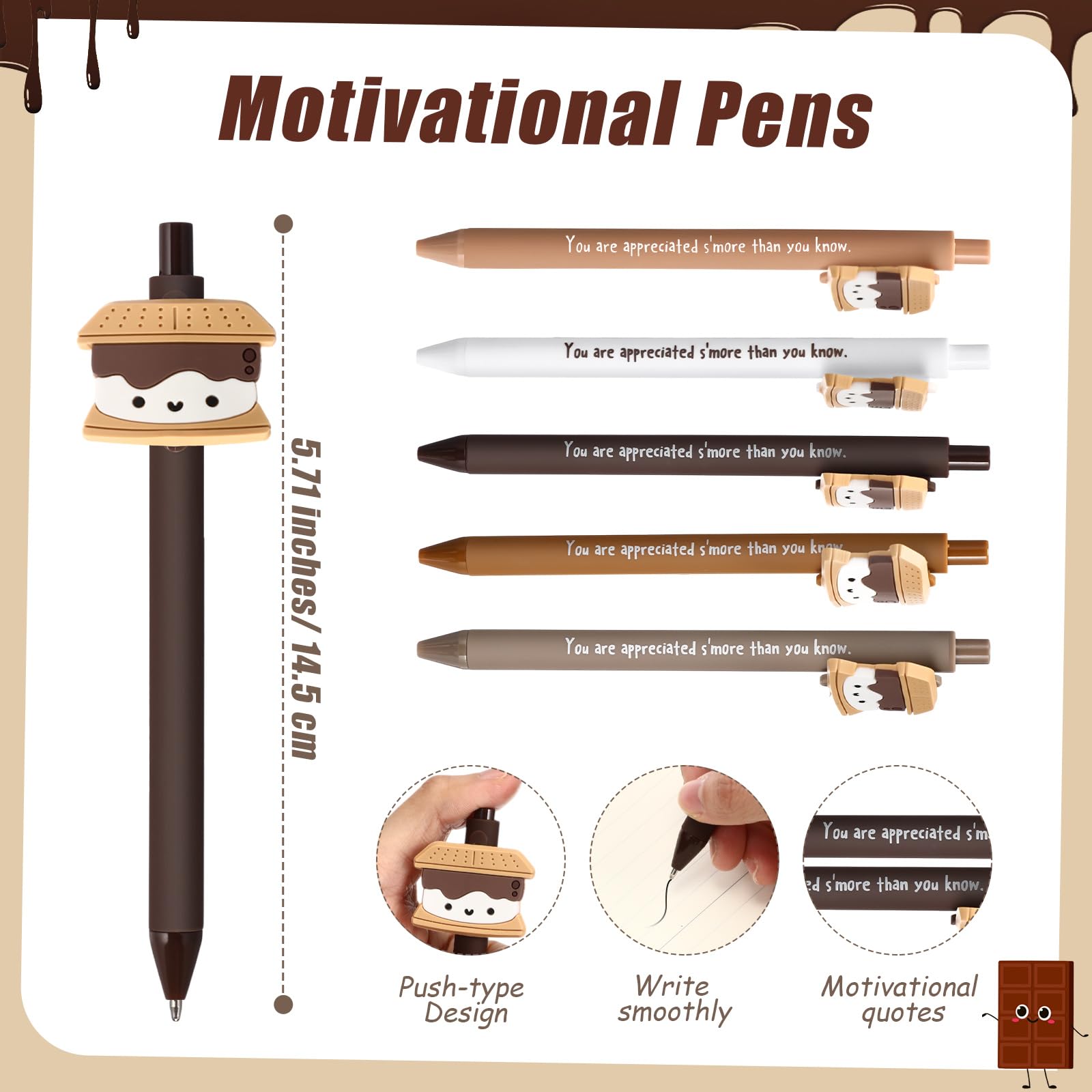 Sayglossy 100 Set Back to School Gifts Bulk Inspirational S'more Gifts Pens