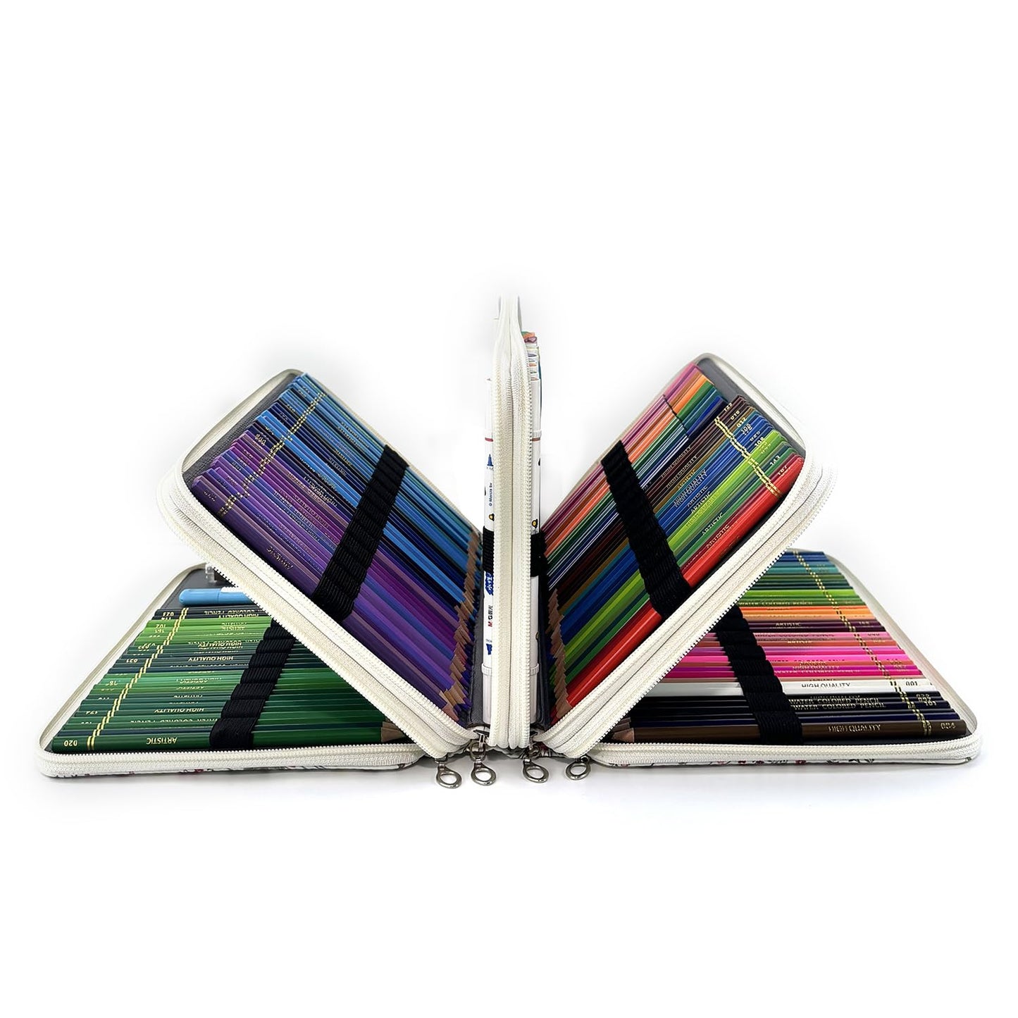 YOUNGCOL 300-Capacity Colored Pencil Case Pen Organizer (White Floral)