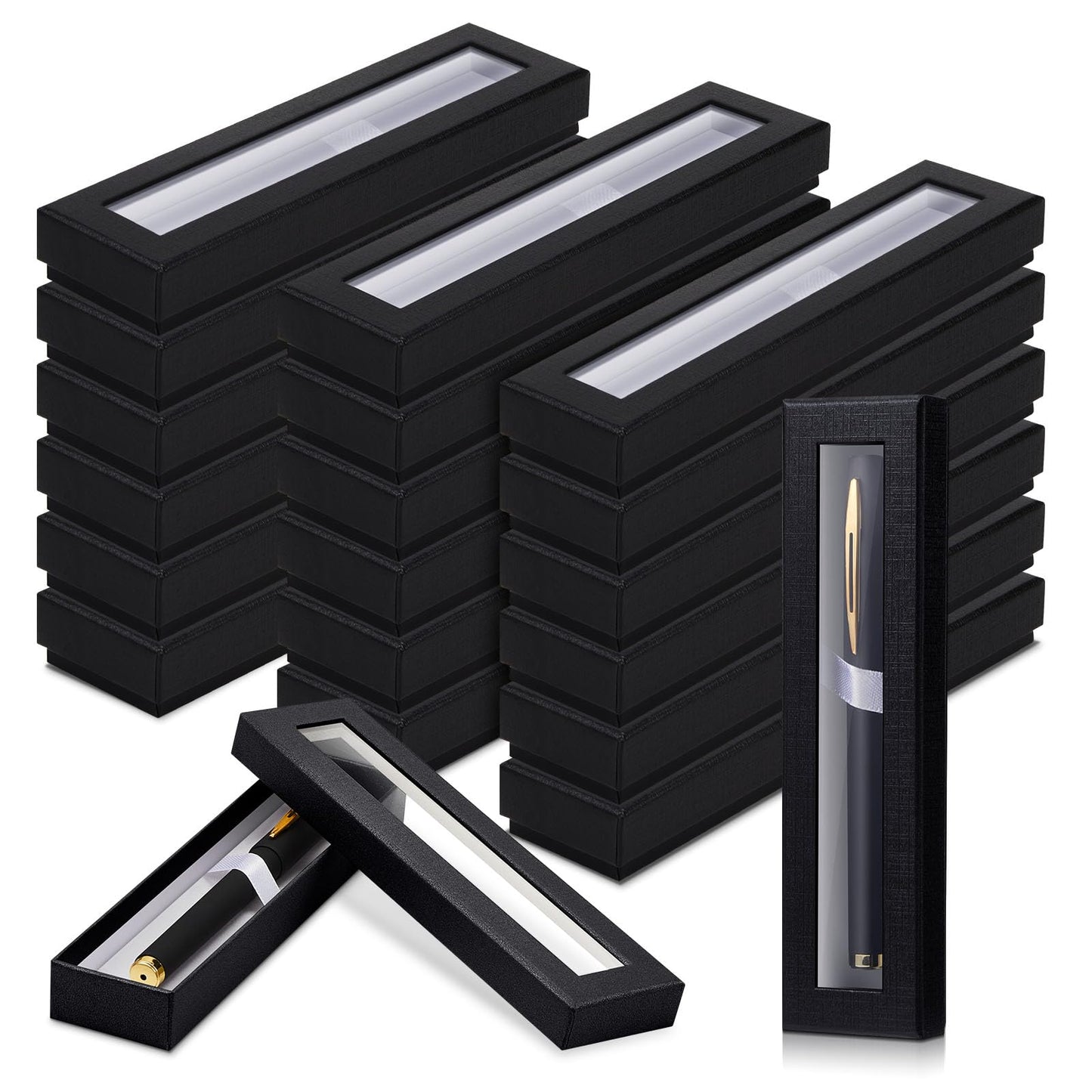 Colarr 36 Pcs Empty Pen Gift Boxes with Clear Lid and Foam Insert Display