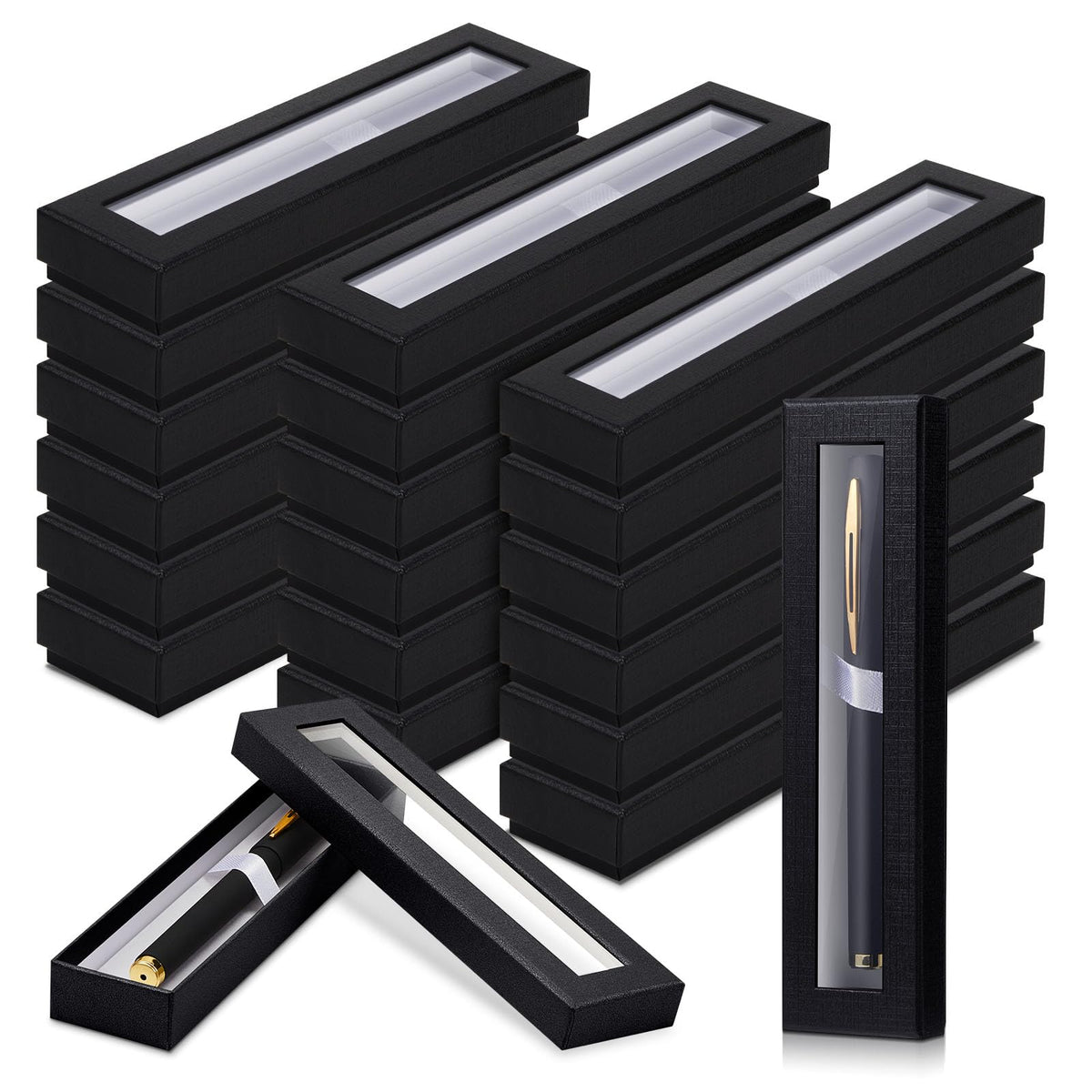 Colarr 36 Pcs Empty Pen Gift Boxes with Clear Lid and Foam Insert Display