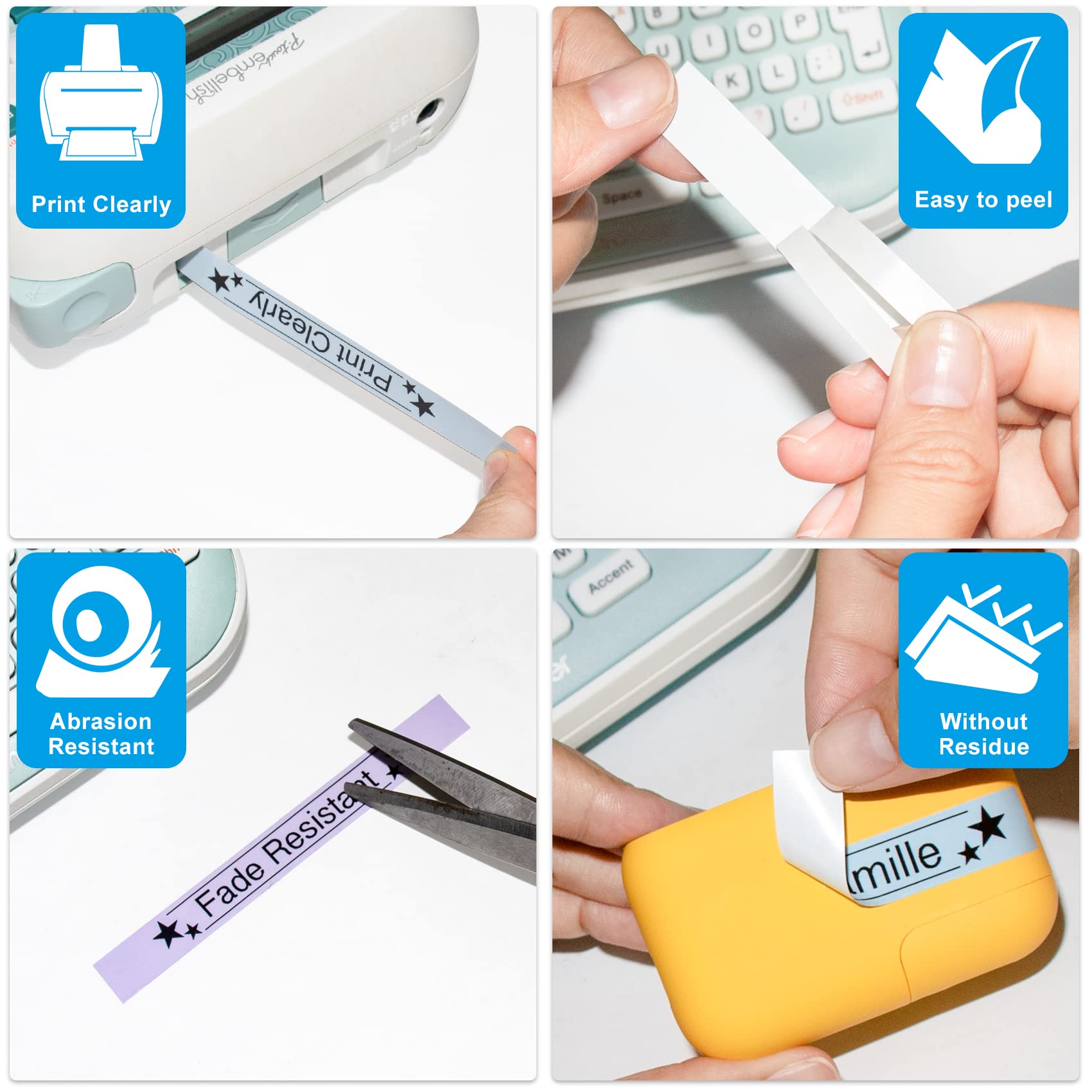 Womiten Compatible with Brother Label Maker Tape Pastel Pink Purple Blue,