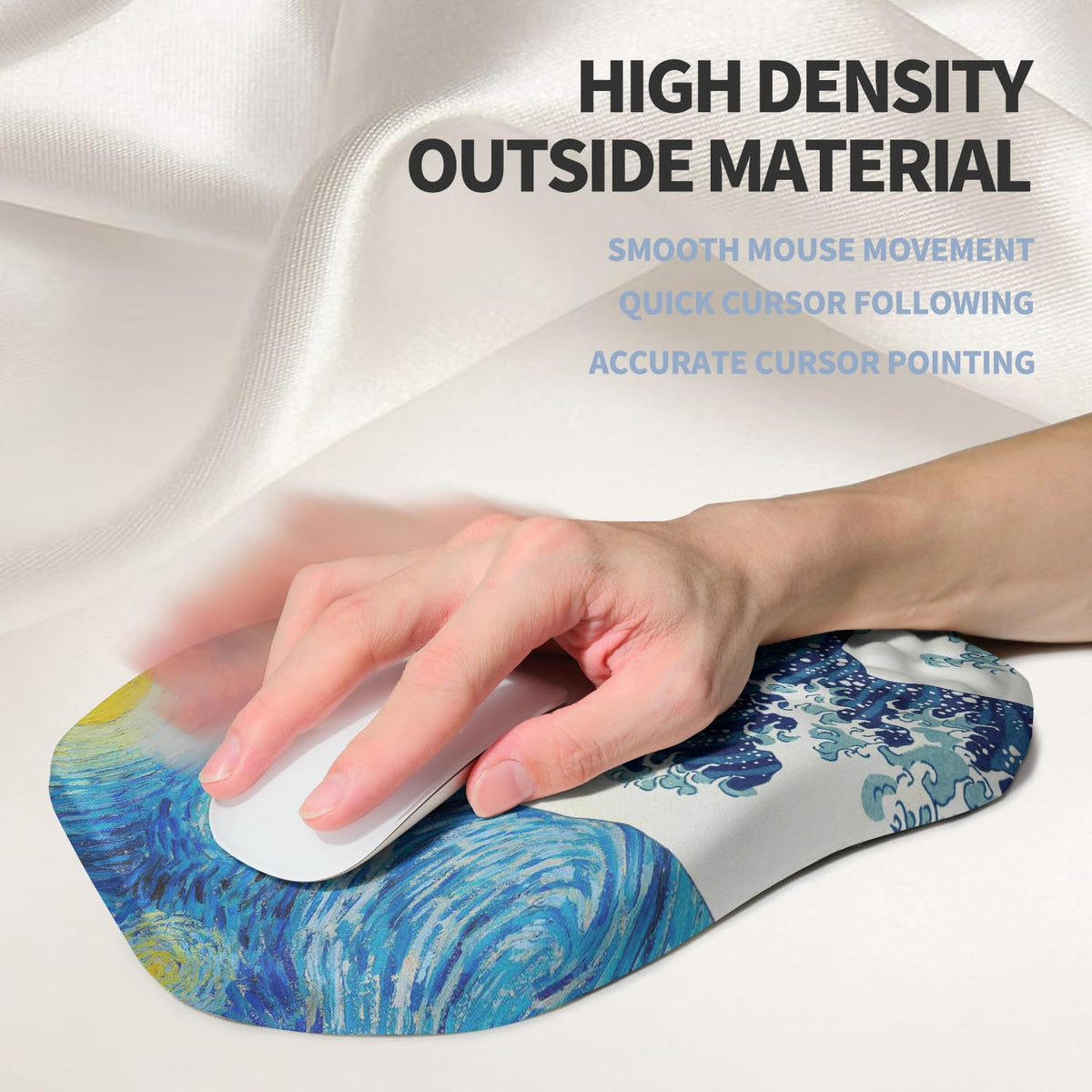 Gleamtide Ergonomic Raised Mouse Pad Wrist Support with Bilateral Slope Memory Foam Mousepad for