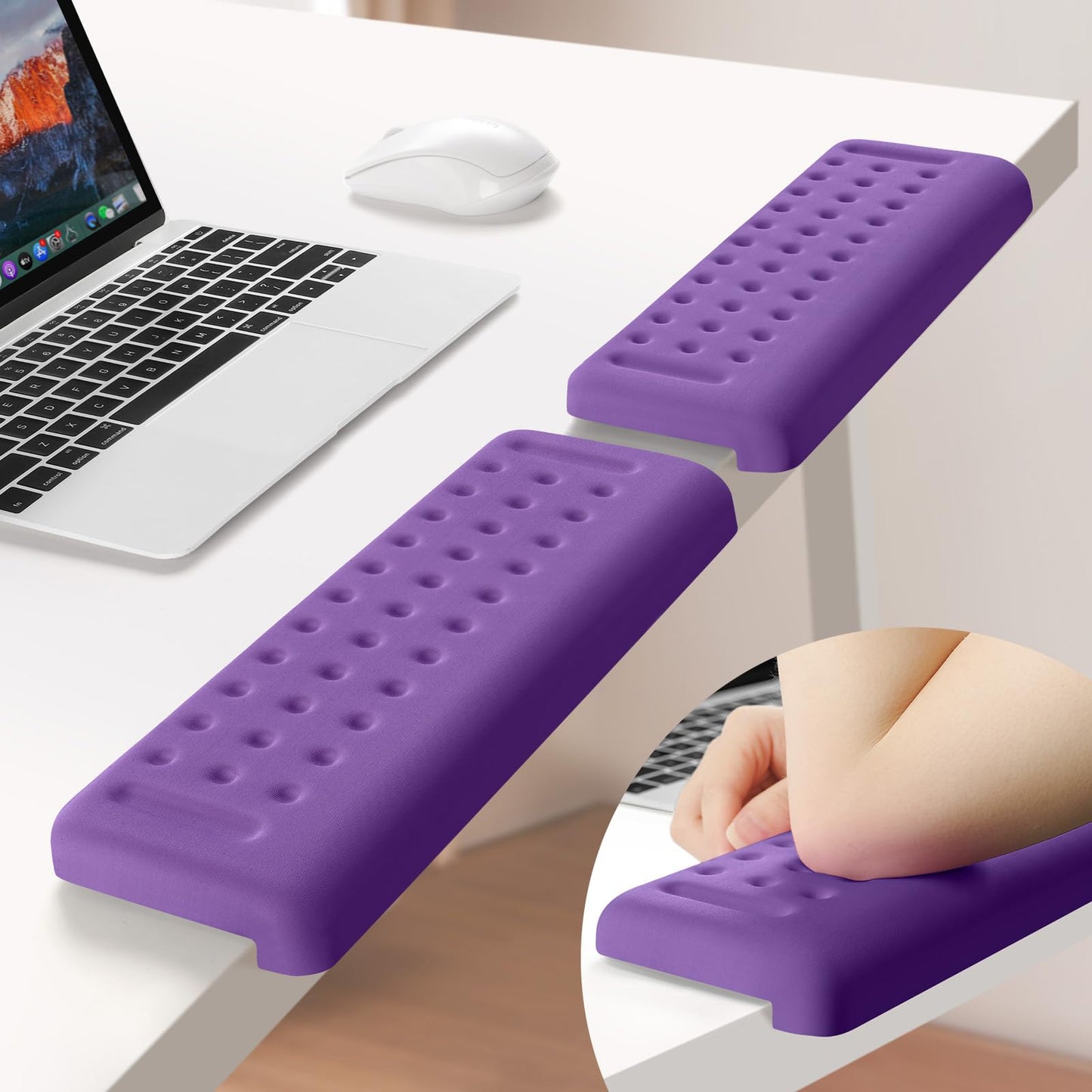Sushret L-Shaped Desk Elbow Pad for Desk, 2-Pack Elbow Rest, Purple