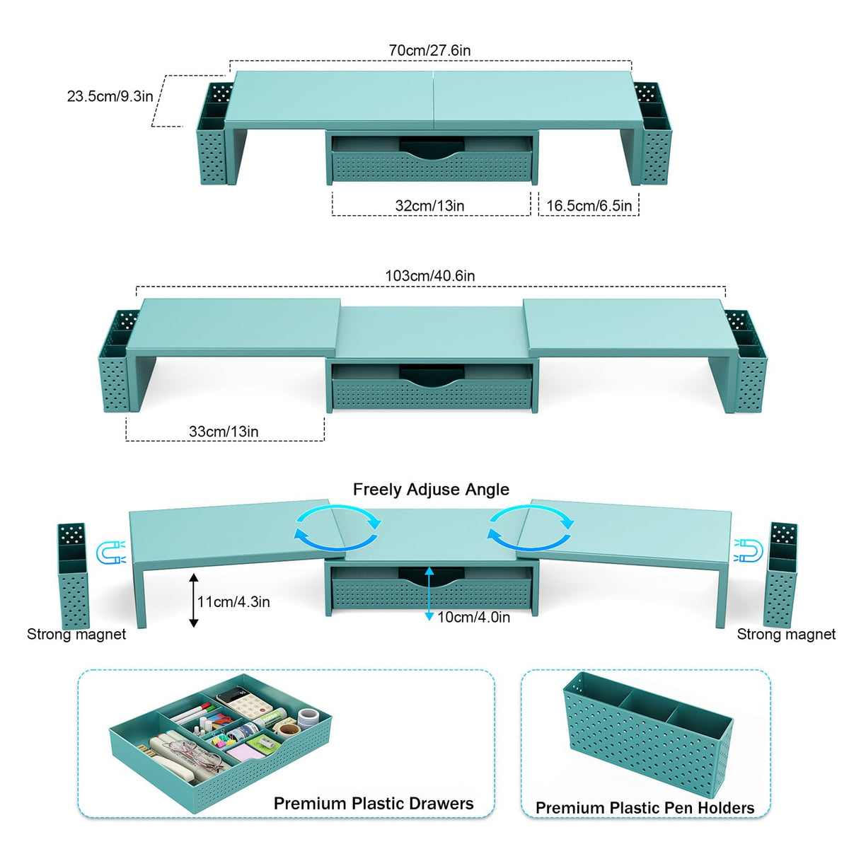 Spacrea Dual Monitor Stand Riser with Drawer and 2 Pen Holders