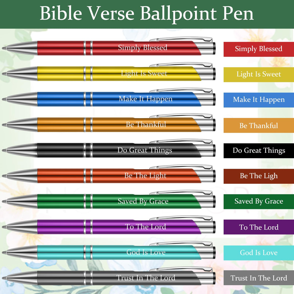 Sinmoe 120 Pcs Christian Pens Bookmarks Scripture,Bright Color,Novel