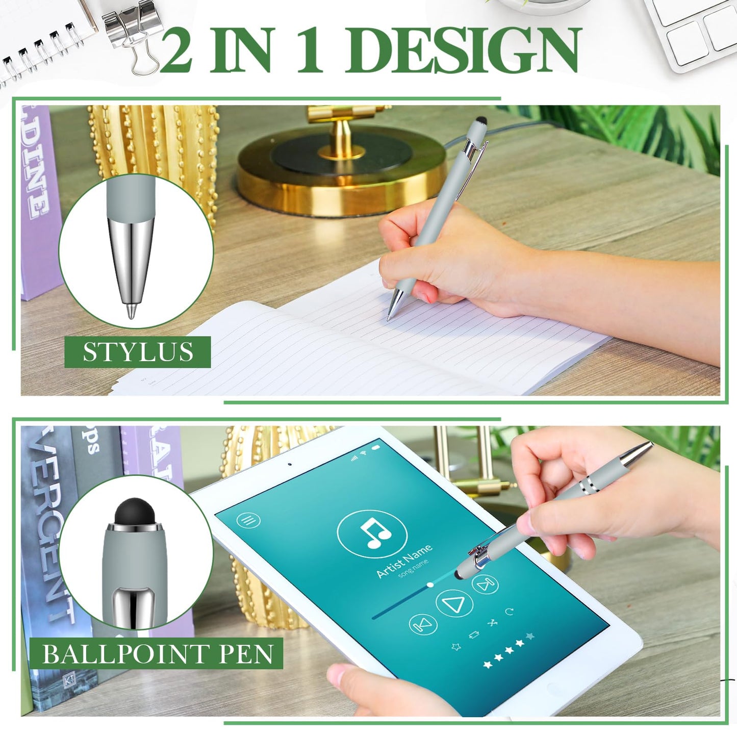 Zonon 38 Pieces Rubberized Ballpoint Pen with Stylus Tip Stylish Metal Pen Capacitive Stylus with