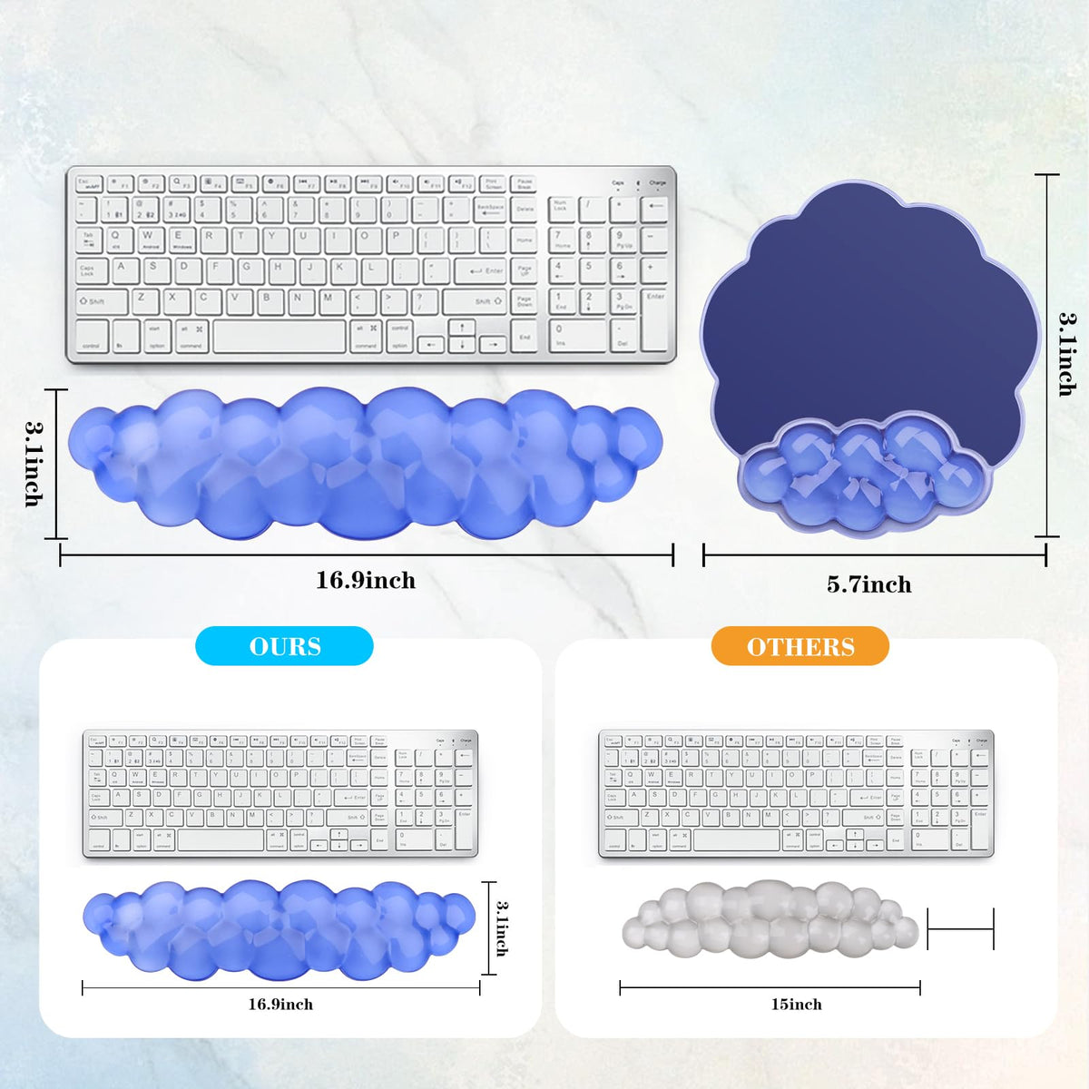 Gel Cloud Keyboard and Mouse Wrist Rest, Cute Wrist Support and Arm Support Rest for Typing Pain