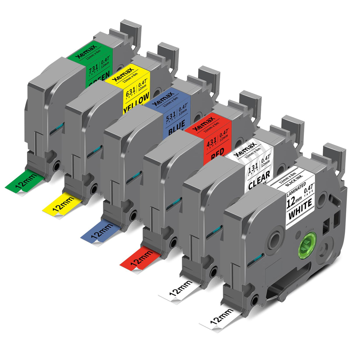 Multi-Color 12mm Tape Compatible with Brother Tze 131 231 431 531 631 731
