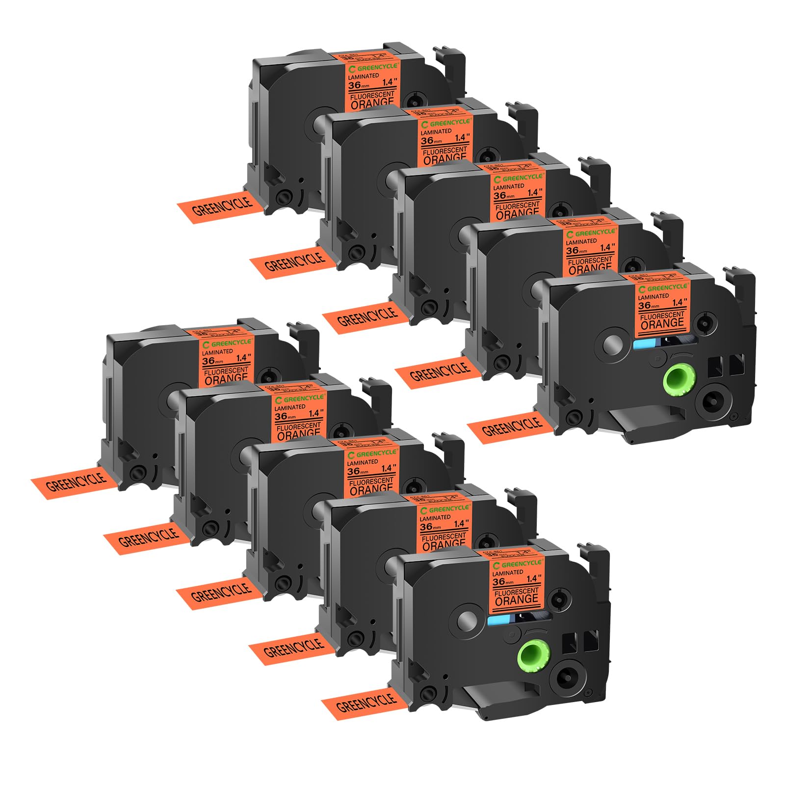 GREENCYCLE TZe-B61 36mm 1.4 Laminated Orange Tape Compatible for Brother P-Touch Label Maker Tape