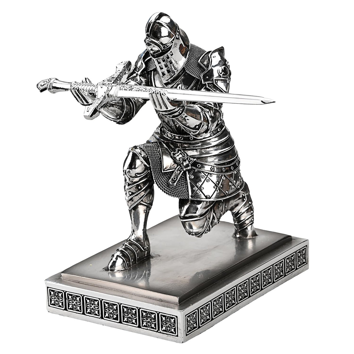 King's Guard Knight Pen Holder with a Letter Opener Desk Organizers Silver