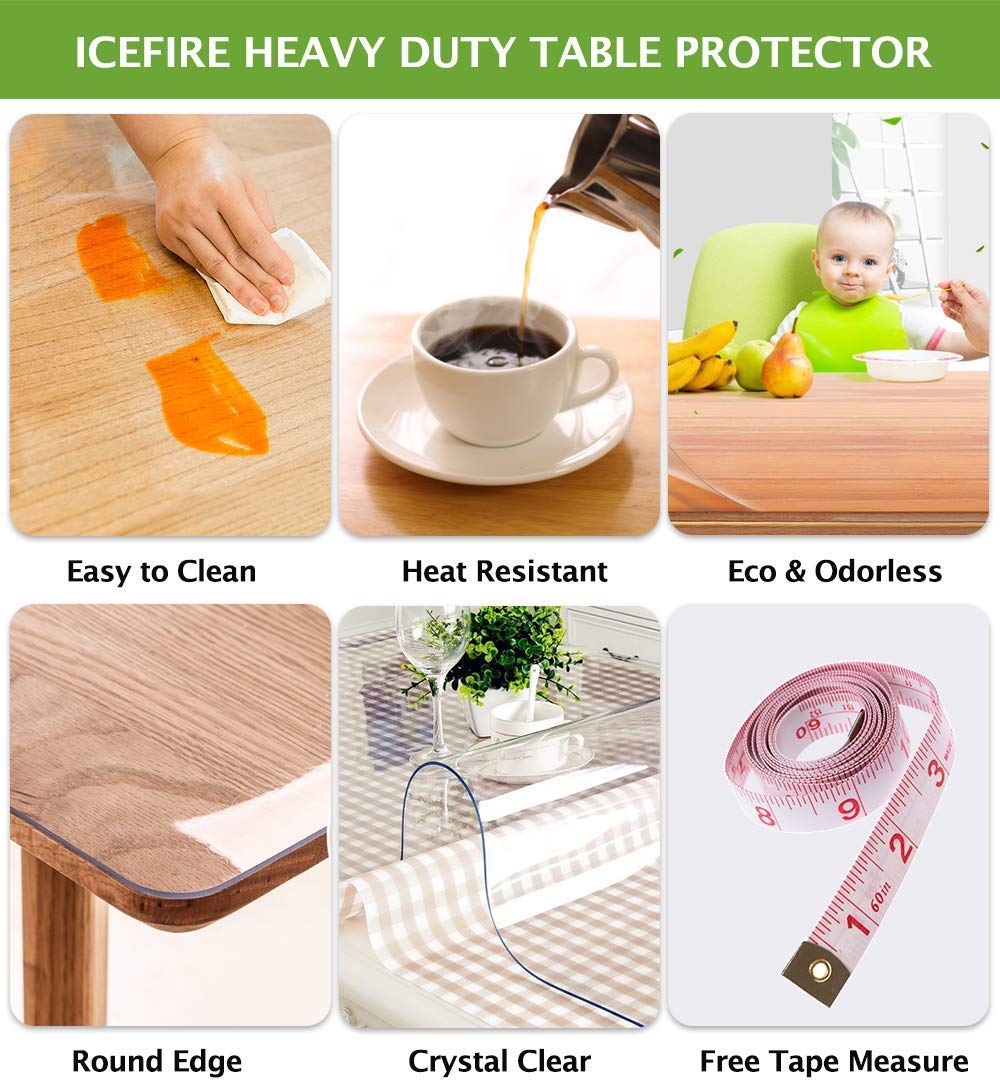 Round Table Protector Cover Clear Plastic Vinyl Tablecloth Small Sofa Bed Bedside Side End Table