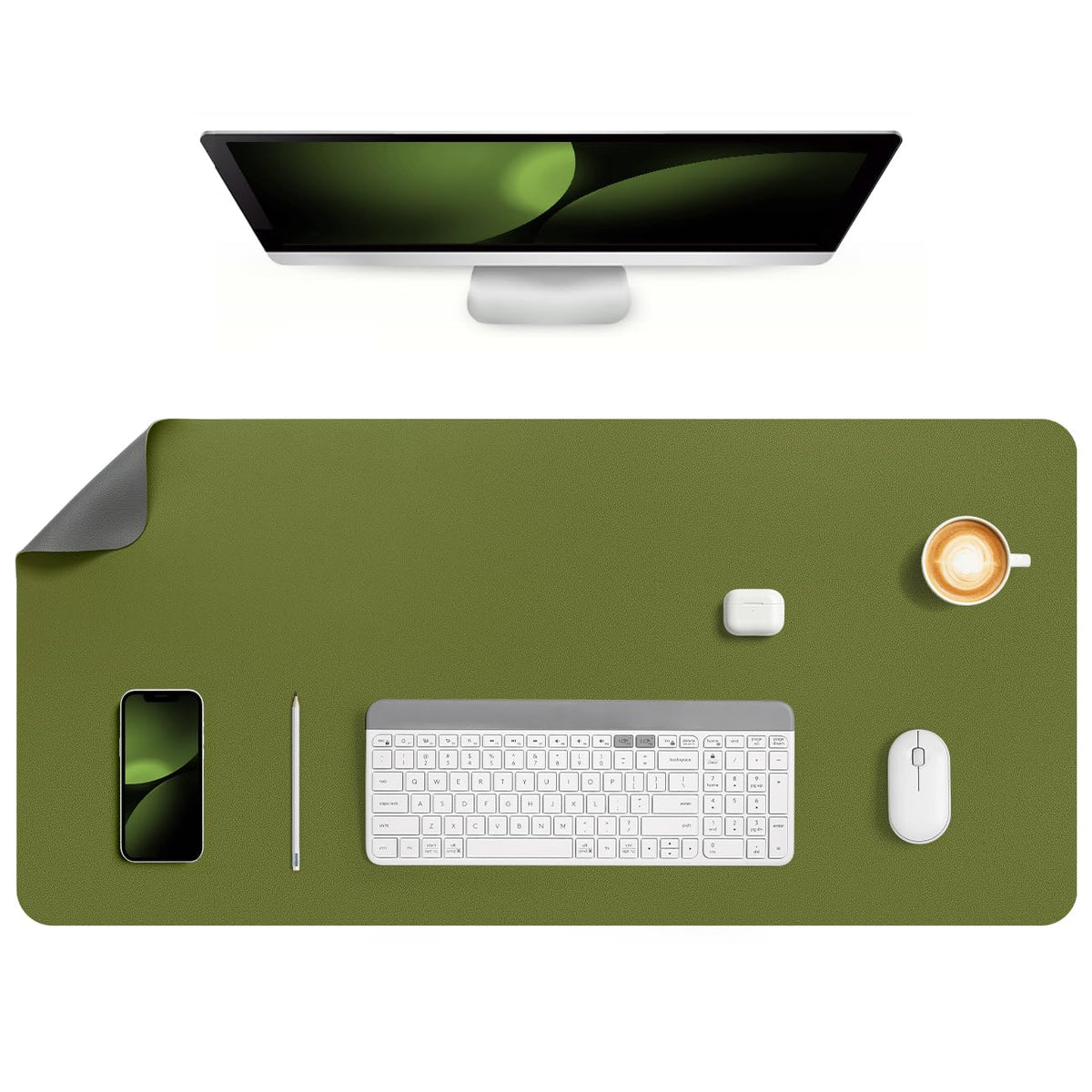 Jumdast Dual Sided Desk Pad Faux Leather Desk Mat Large Mouse Pad