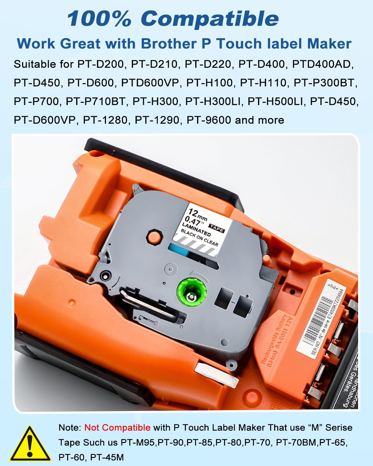 TZe-131 TZe TZ Tape 12mm 0.47 Laminated Clear P Touch Label Maker Tape