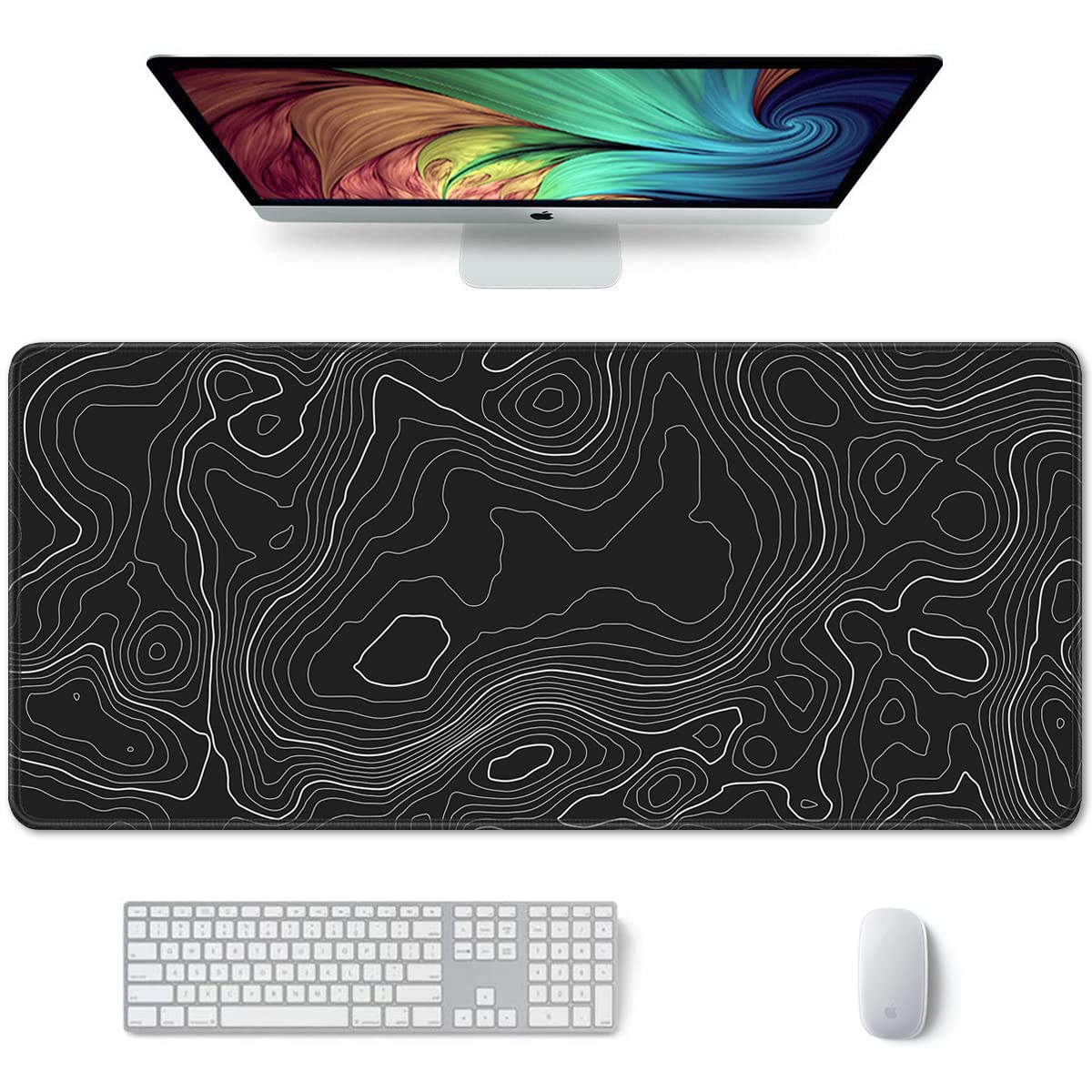 Auhoahsil Large Mouse Pad, XXL Desk Pad, Extened 35" x 15", Non-Slip Rubber Base, Stitched Edges