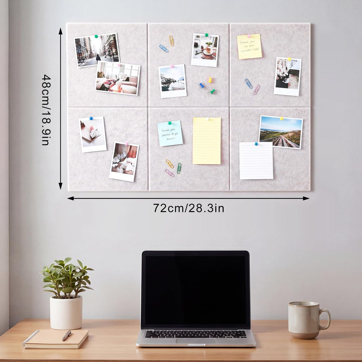 Cork Board Alternative 28" x 19", 6 Pack Felt Bulletin Boards, Pin Board