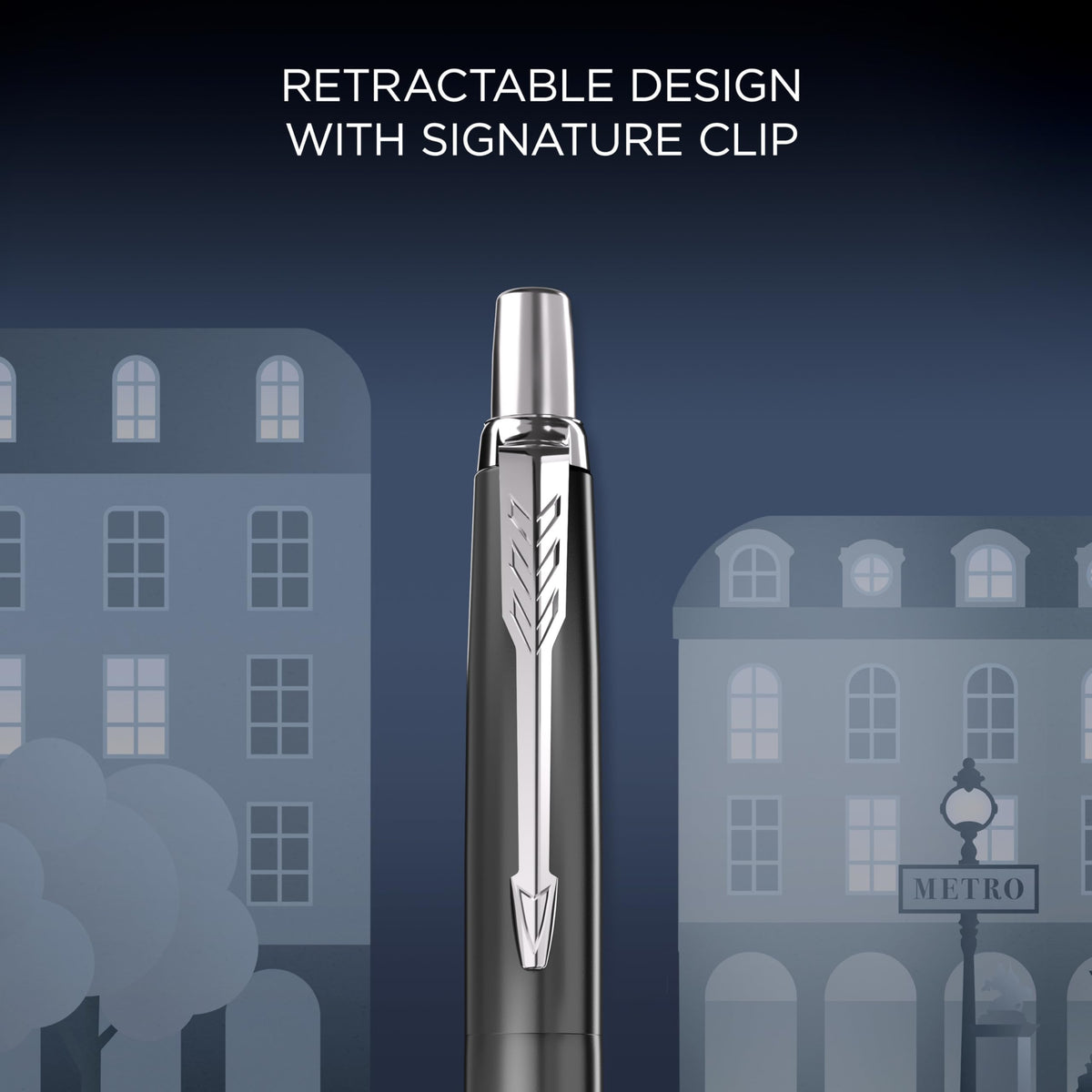 Parker Jotter Ballpoint Pen | Special Edition | Paris Grey with Chrome Trim | Medium Point | Blue