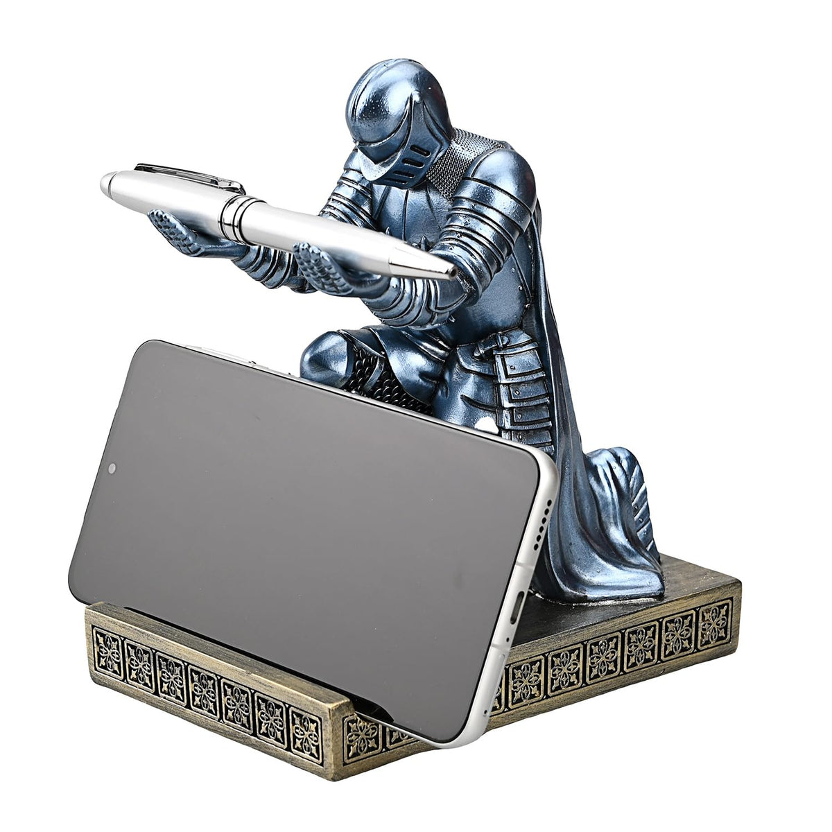 Windbreaker Soldier Knight Pen Holder Personalized Desk Accessory Blue