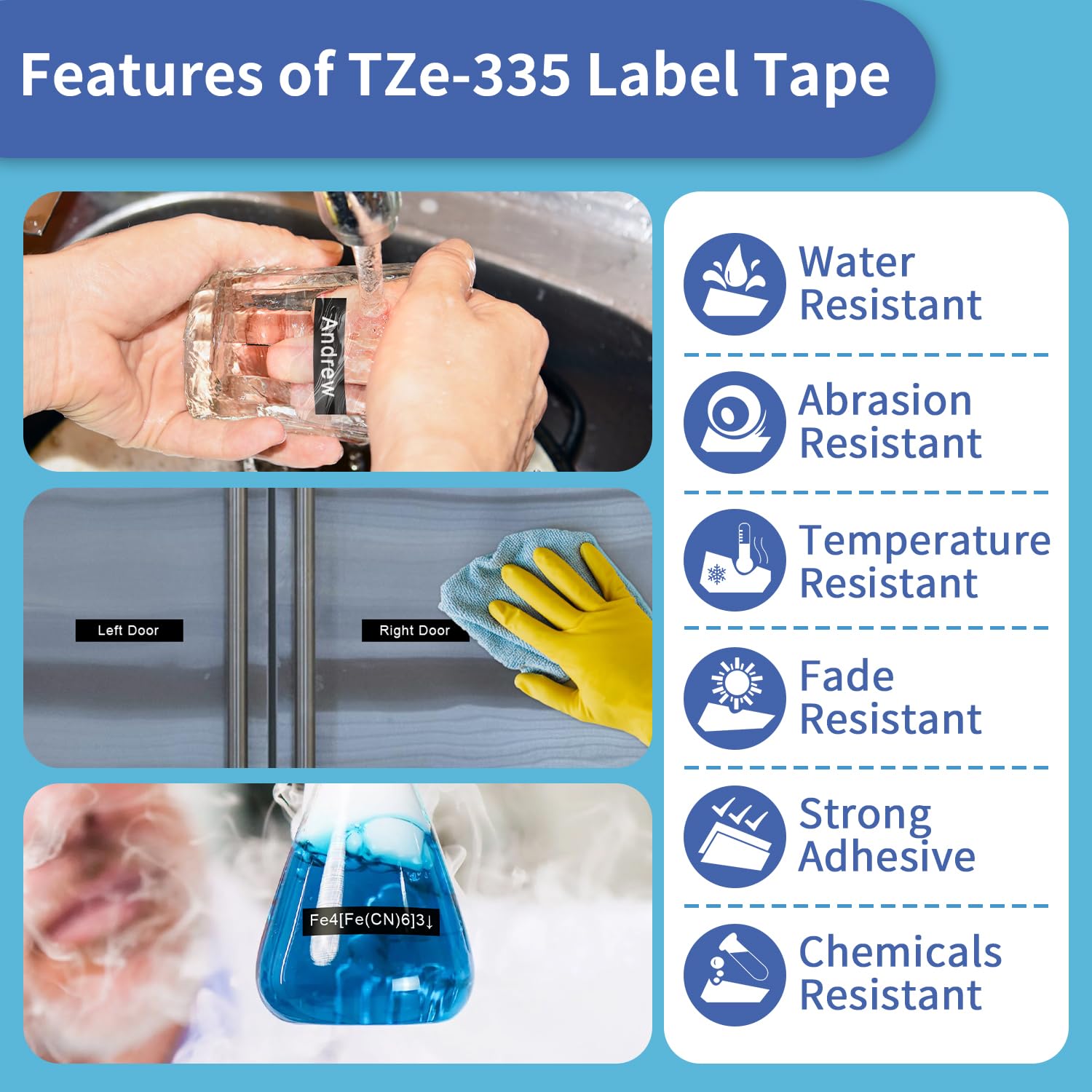 TZe-335 Black Label Tape Compatible with Brother PTouch Label Tape TZe335