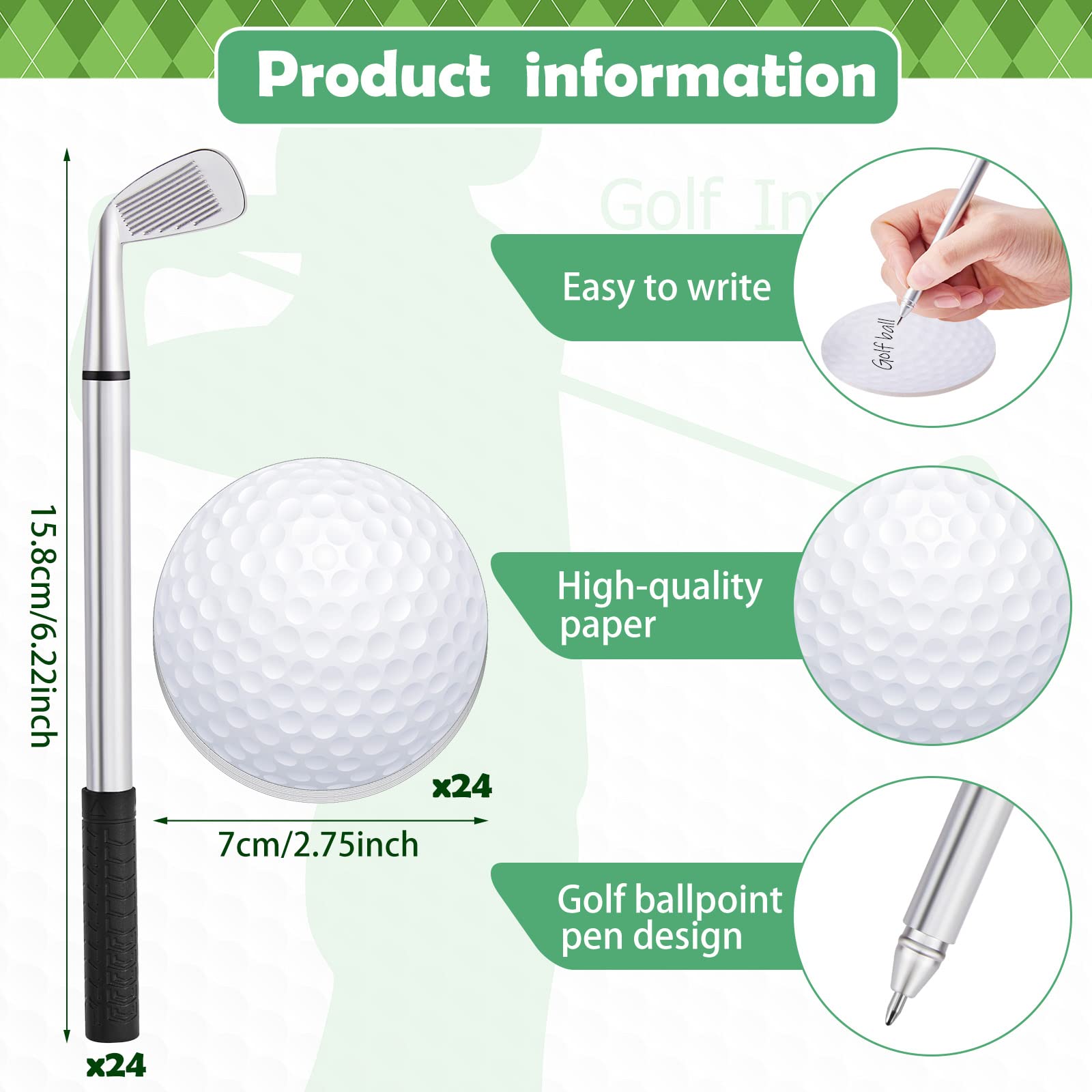 Estune 24 Set Golf Party Favors Include Club Pens Ball Sticky Note