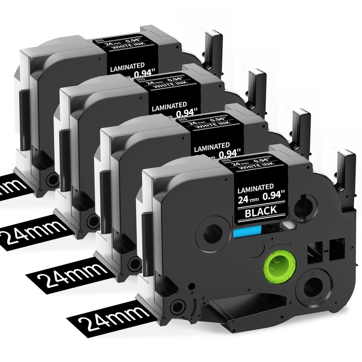 24mm Black Label Tape TZe-355 Replacement for Brother P Touch TZe TZ Tape