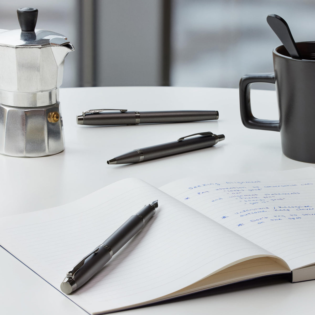Parker IM Monochrome Ballpoint Pen | Gun Metal Finish and Trims | Medium Point with Blue Ink | Gift