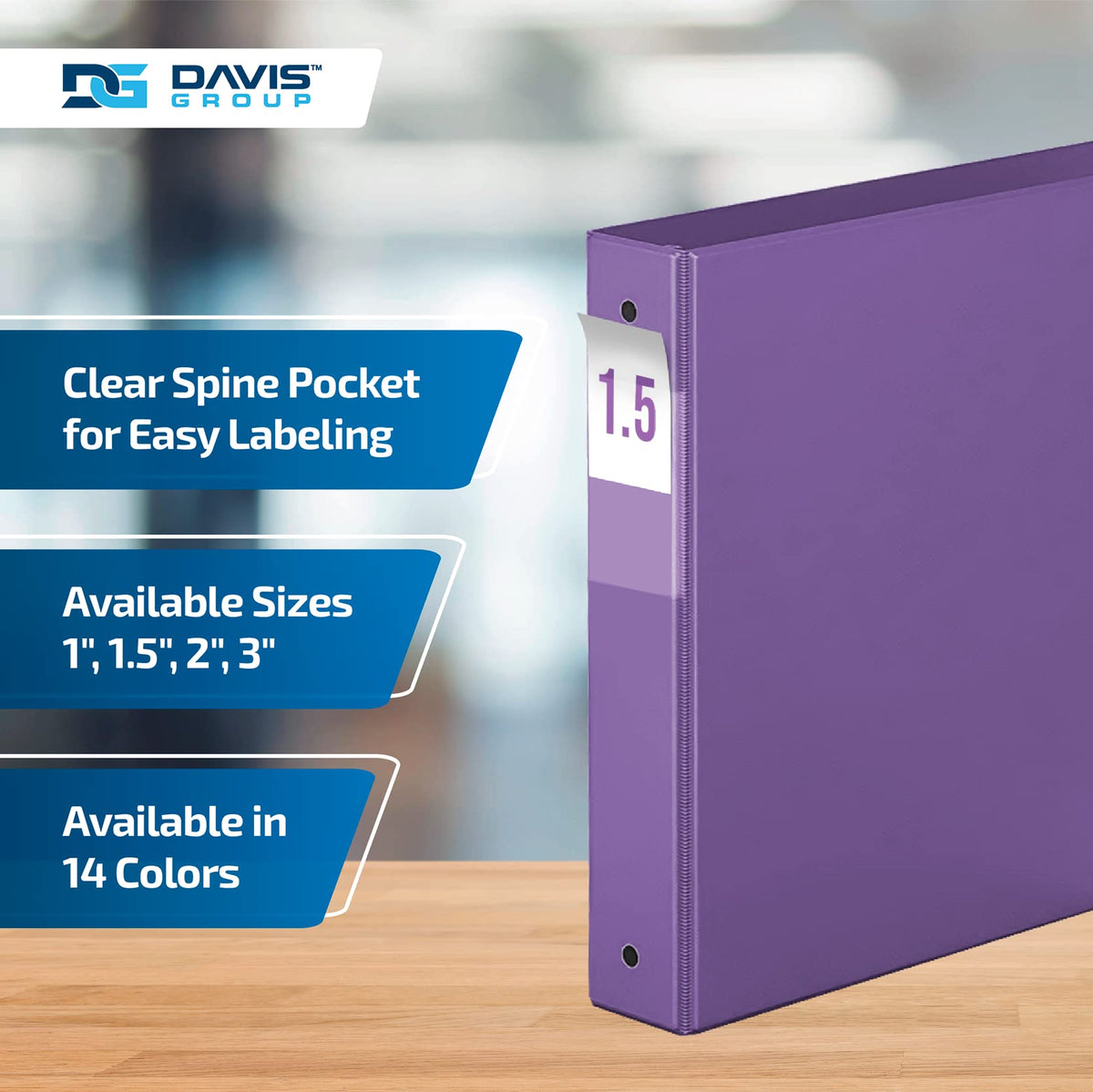 Premium Economy 3-Ring Binder, Spine Label, 1.5" Round Rings, Purple, 6 Pk