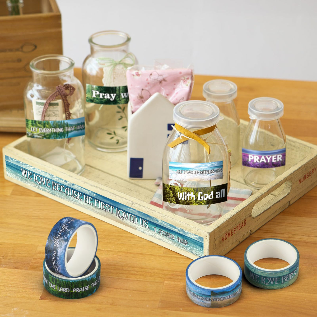 Janlaugh 24 Rolls Christian Washi Tape Gifts for Bible Journaling, Scenery