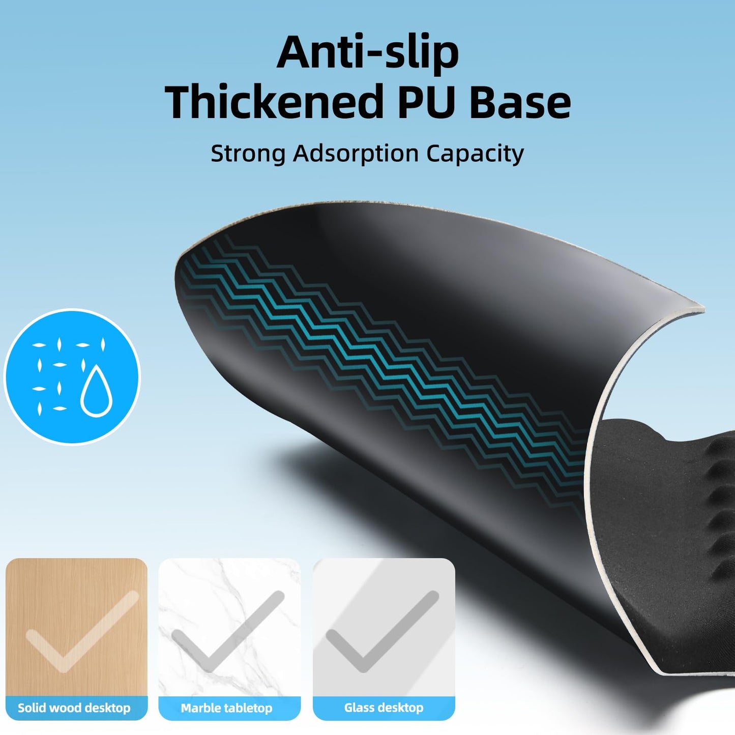 TIDALSOIL Ergonomic Mouse Pad with Memory Foam Wrist Support, Non-Slip Base