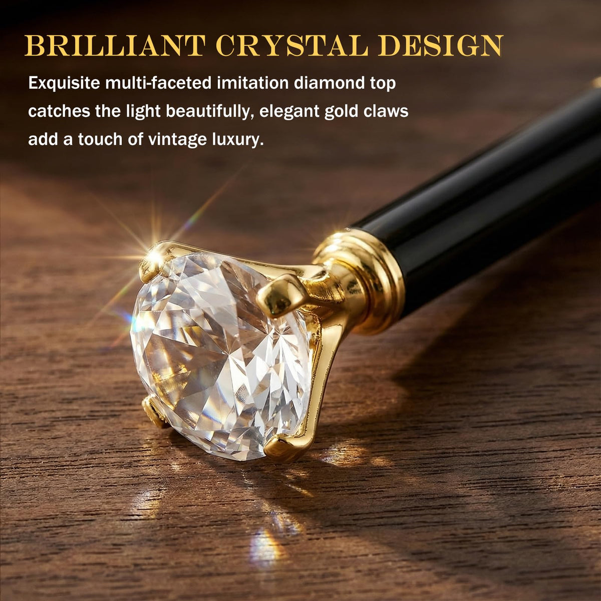 EVNEED 50pcs Big Diamond Pens,Bridal Shower Pen with Black Ink Cute Ballpoint Pen Beautiful Wedding