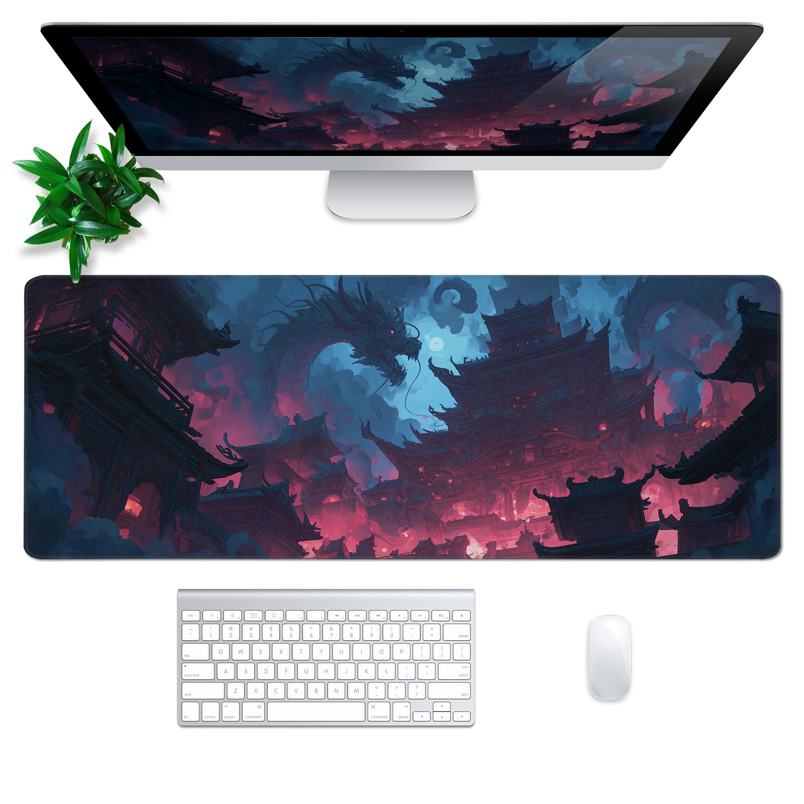 Huge Dragon Mouse Pad Desk Mat XL Extended Large Gaming Desk Pad Mousepad, Tower Effect Computer