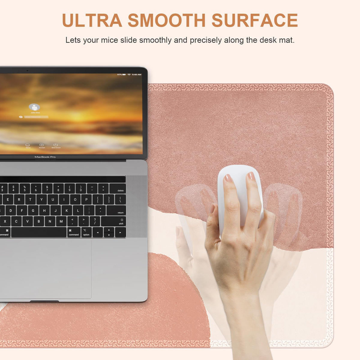 HAOCOO Pink Desktop Mat, Non-Slip Large Desk Decor for Home Office