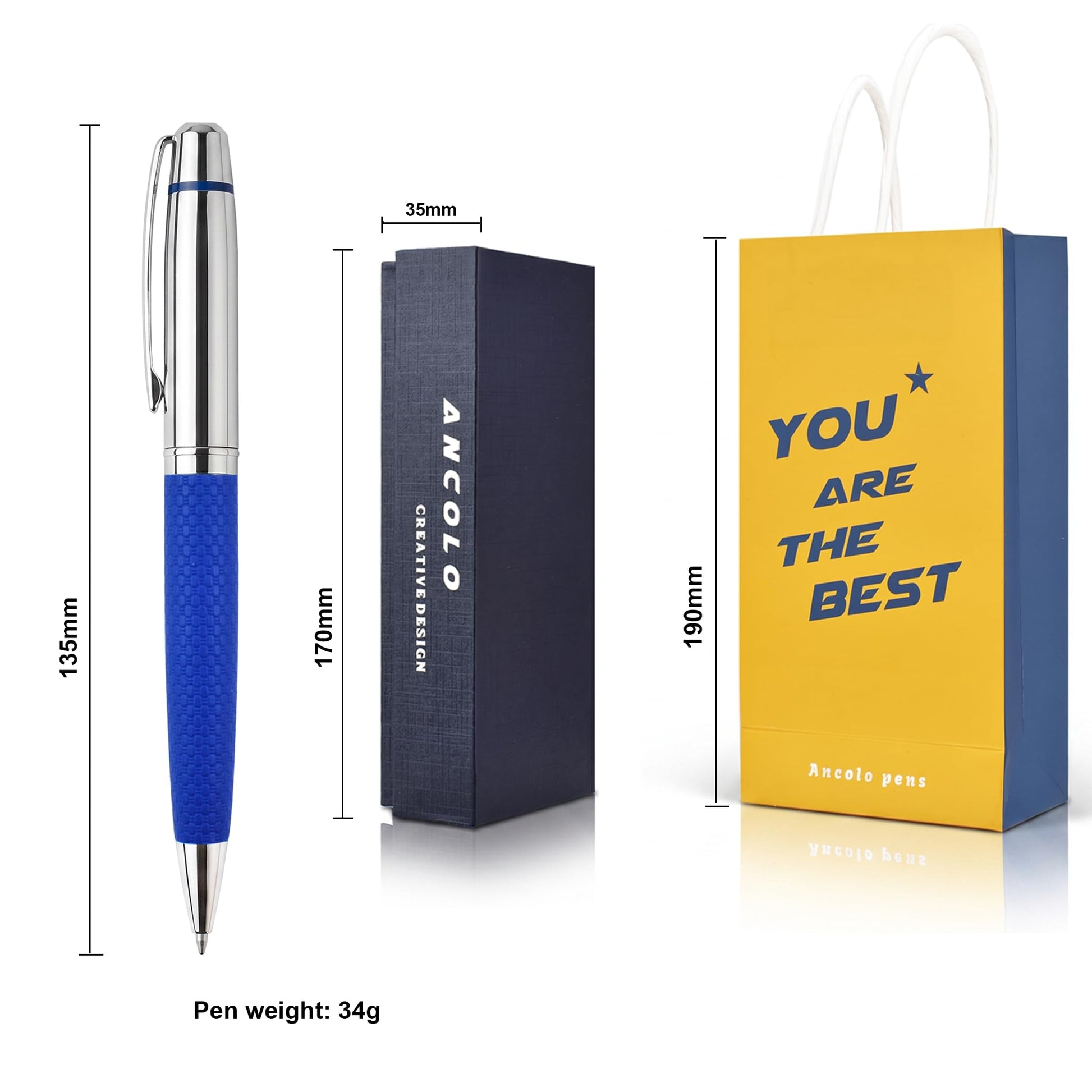 Ancolo Personalized Ballpoint Pen with PU Leather-Gift Set for Men & Women