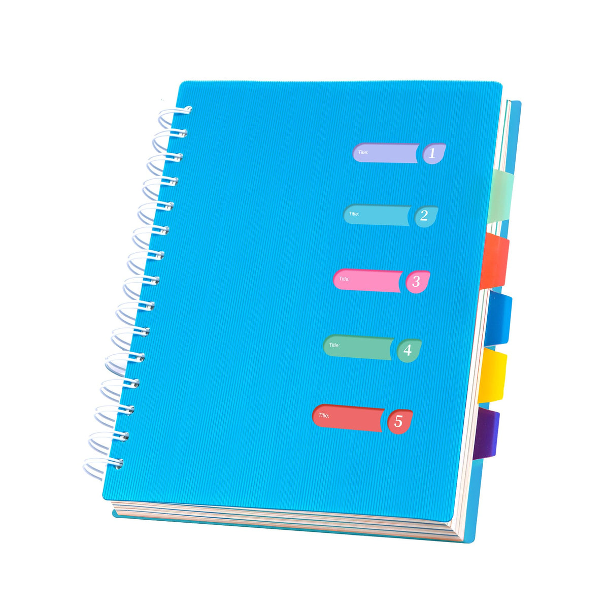5 Subject Notebook College Ruled Spiral Notebook 5x7 with Removable Divider