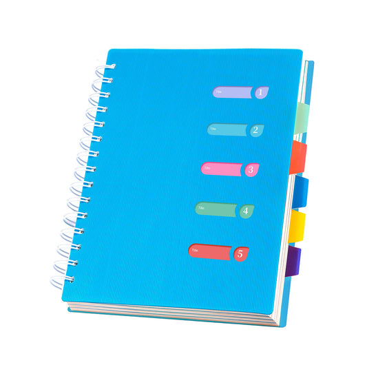 5 Subject Notebook College Ruled Spiral Notebook 5x7 with Removable Divider