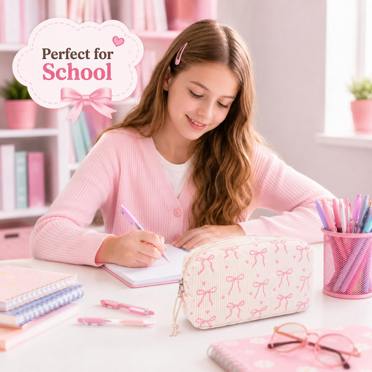 LEDAOU Cute Pencil Case for Kids Girls Boys Pencil Pouch kawaii Pen Pencil Box Bag Holder for