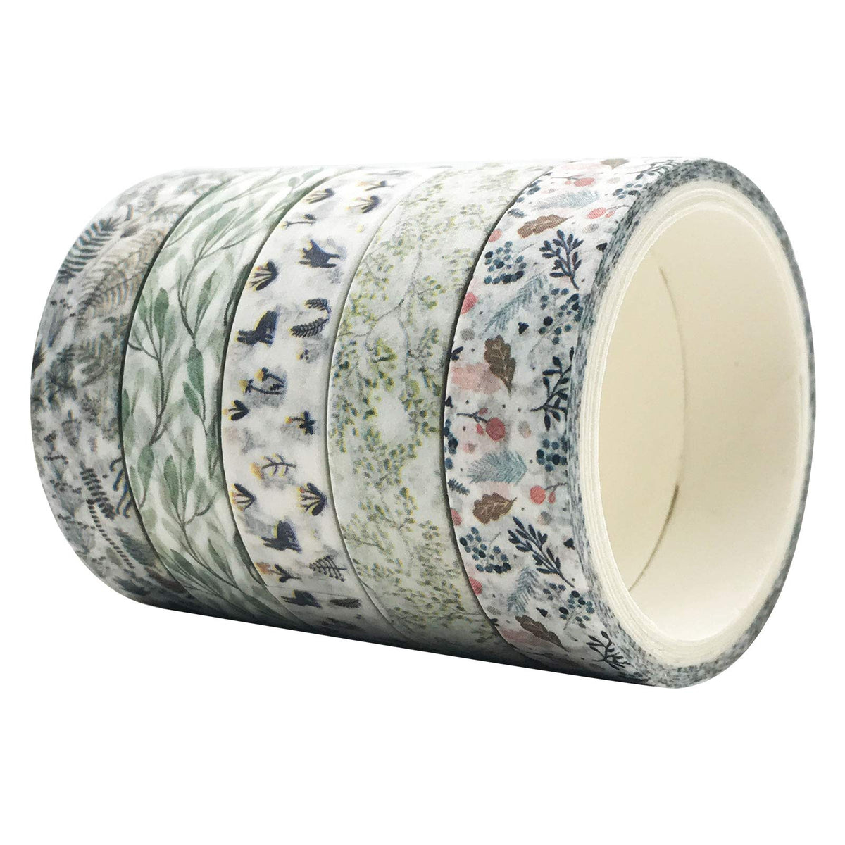 EnYan 5 Rolls Vintage Floral Washi Tape Set, Japanese Masking Decorative Tapes for DIY Crafts and