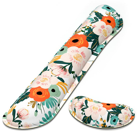 Dapesuom Enlarge Keyboard Wrist Rest, Memory Foam Wrist Cushion for Desk Mats Support, Cute Flower