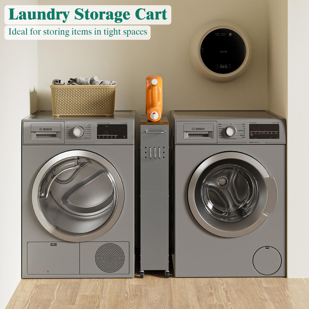 XYZLVSI Slim Storage Cart, Narrow Kitchen Rolling Cart for Small Spaces