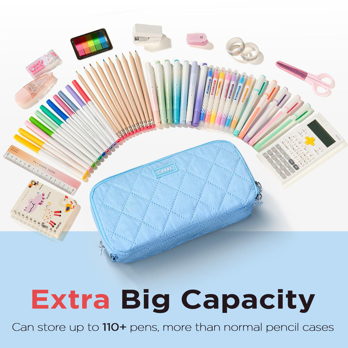 Sooez Large Pencil Case Pouch, Extra Big Pencil Bag with 8 Compartments