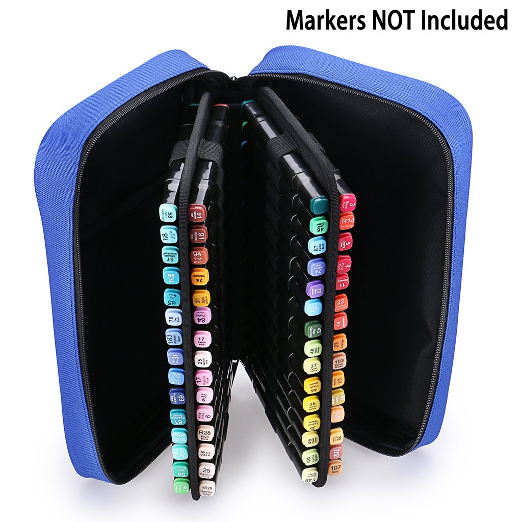 BTSKY Art Marker Carrying Case Lipstick Organizer-60 Slots Canvas Zippered