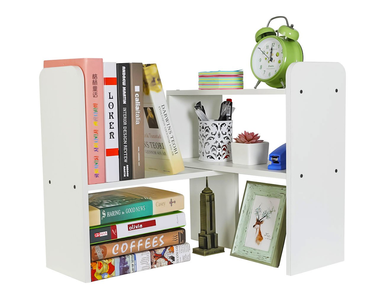 PAG-Mass Desktop Bookshelf Freestanding Wooden Countertop Bookcase Accessories Organizer Display