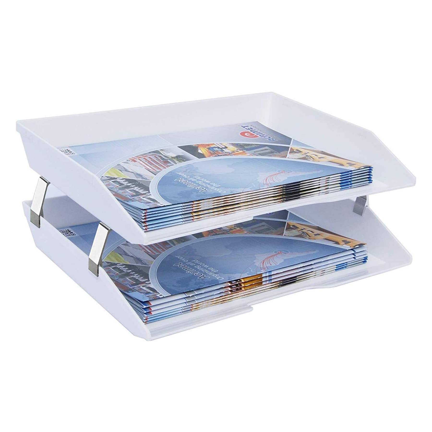 Acrimet Facility 2 Tier Letter Tray, Side Load, Letter Size/A4, Desktop File Organizer, Plastic