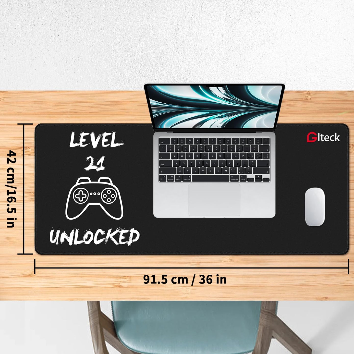 GGLTECK Mouse Pad with 21st Birthday Creative Printing, 36"x16.5" Extended Non-Slip Rubber Mouse
