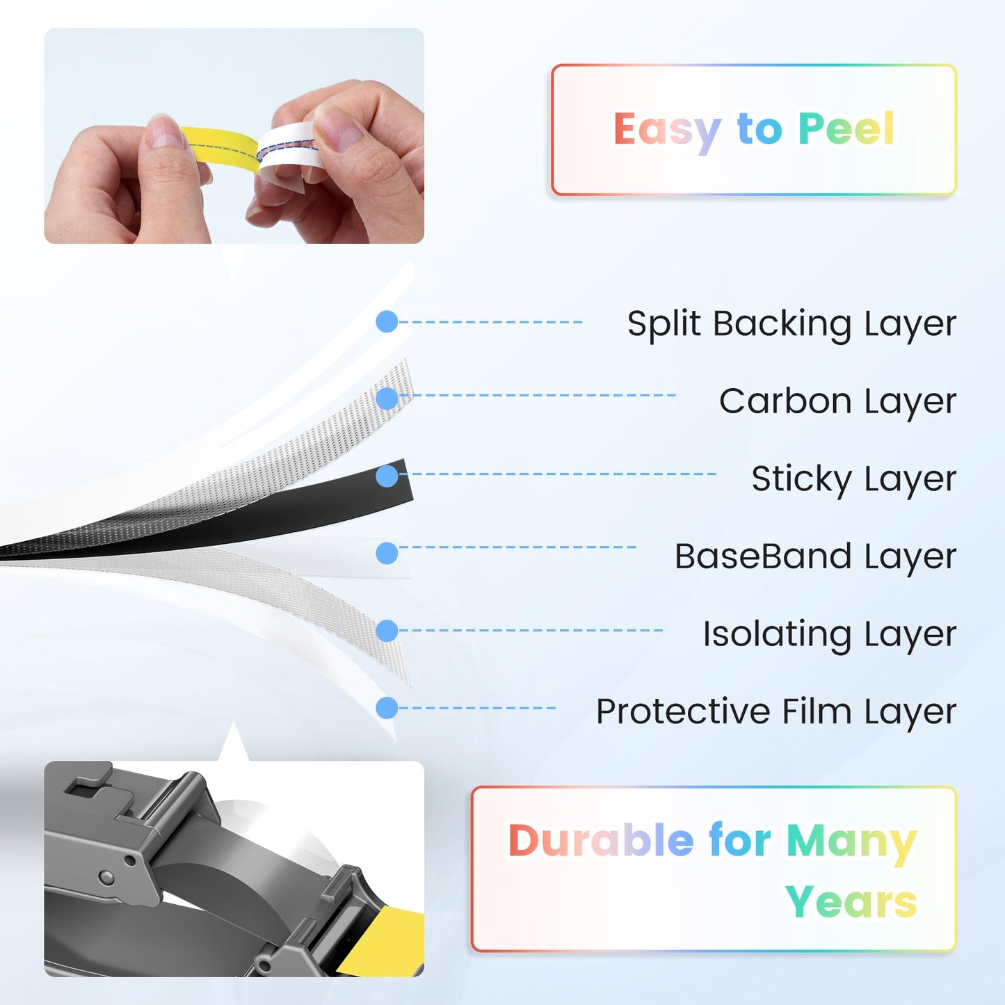 6X Compatible with Brother Label Maker Tape 12mm 0.47 Multi Color Laminated