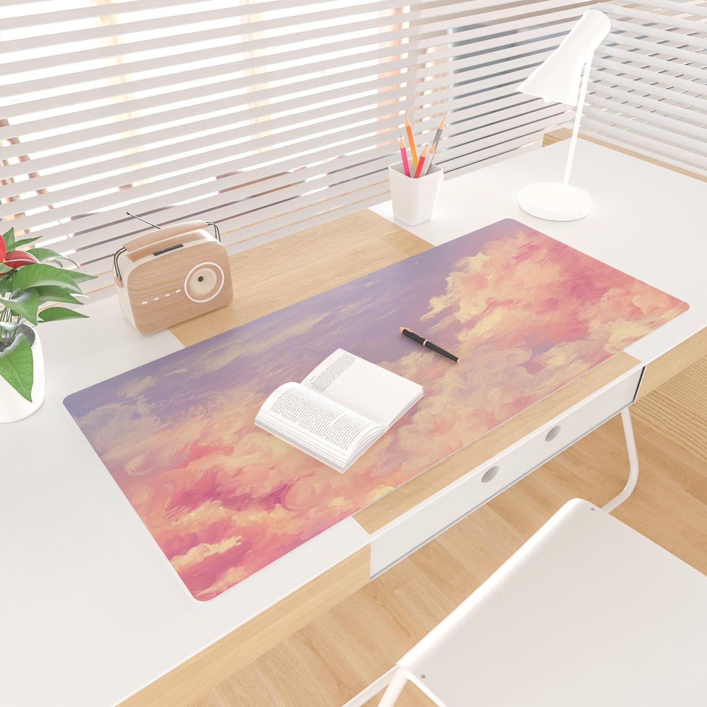 Colorful Star Pink Large Mouse Pad, 31.5" x 15.7"