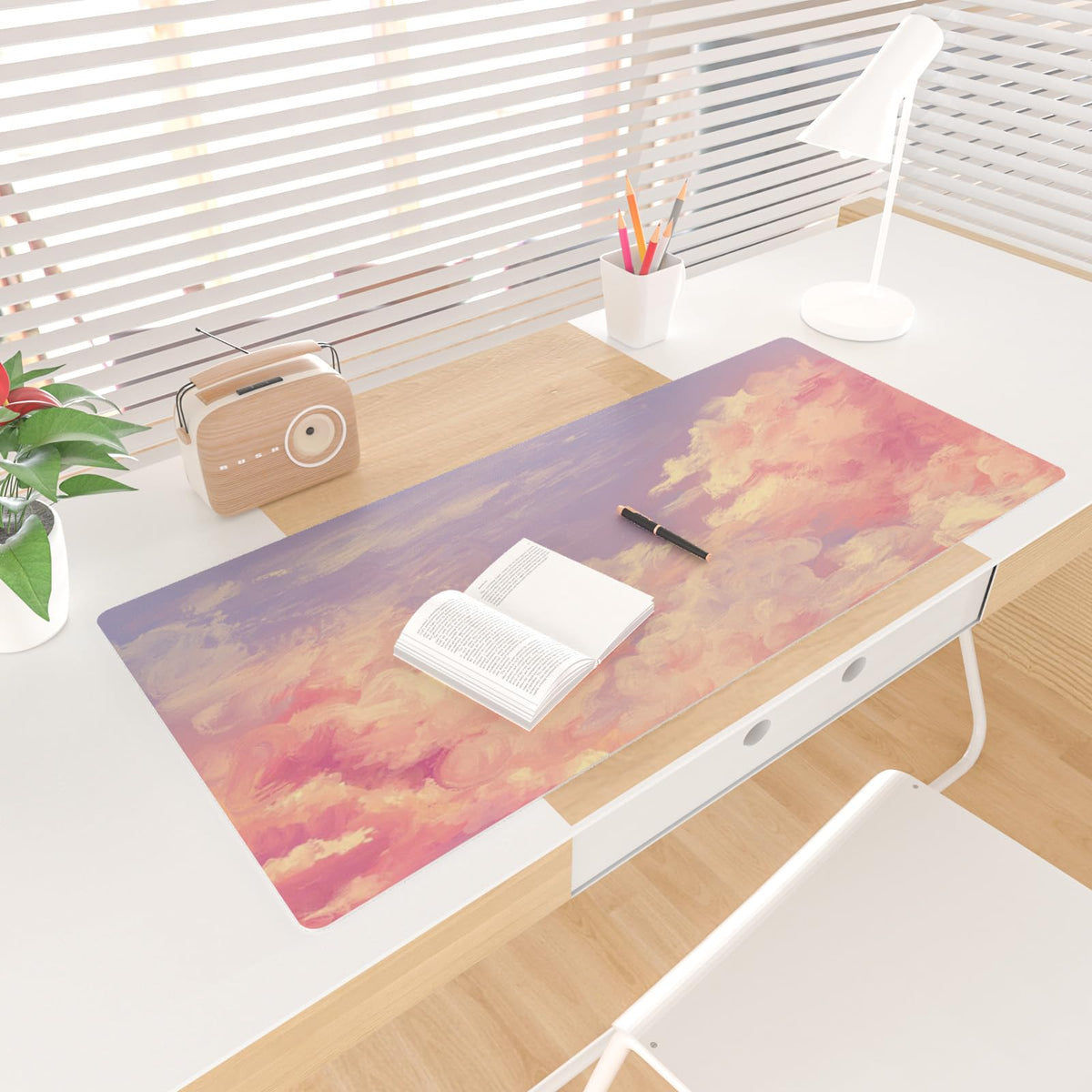 Colorful Star Pink Large Mouse Pad, 31.5" x 15.7"