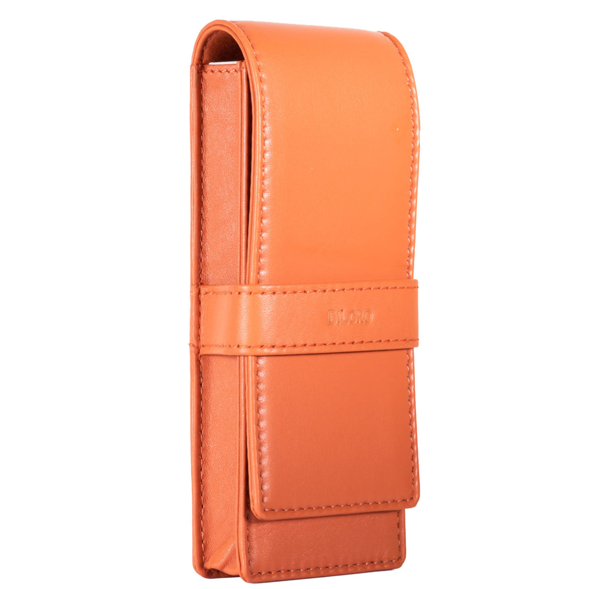 DiLoro Leather Triple Pen Case Pencil Pouch Holder for Three Fountain Ballpoint Rollerball Pens and