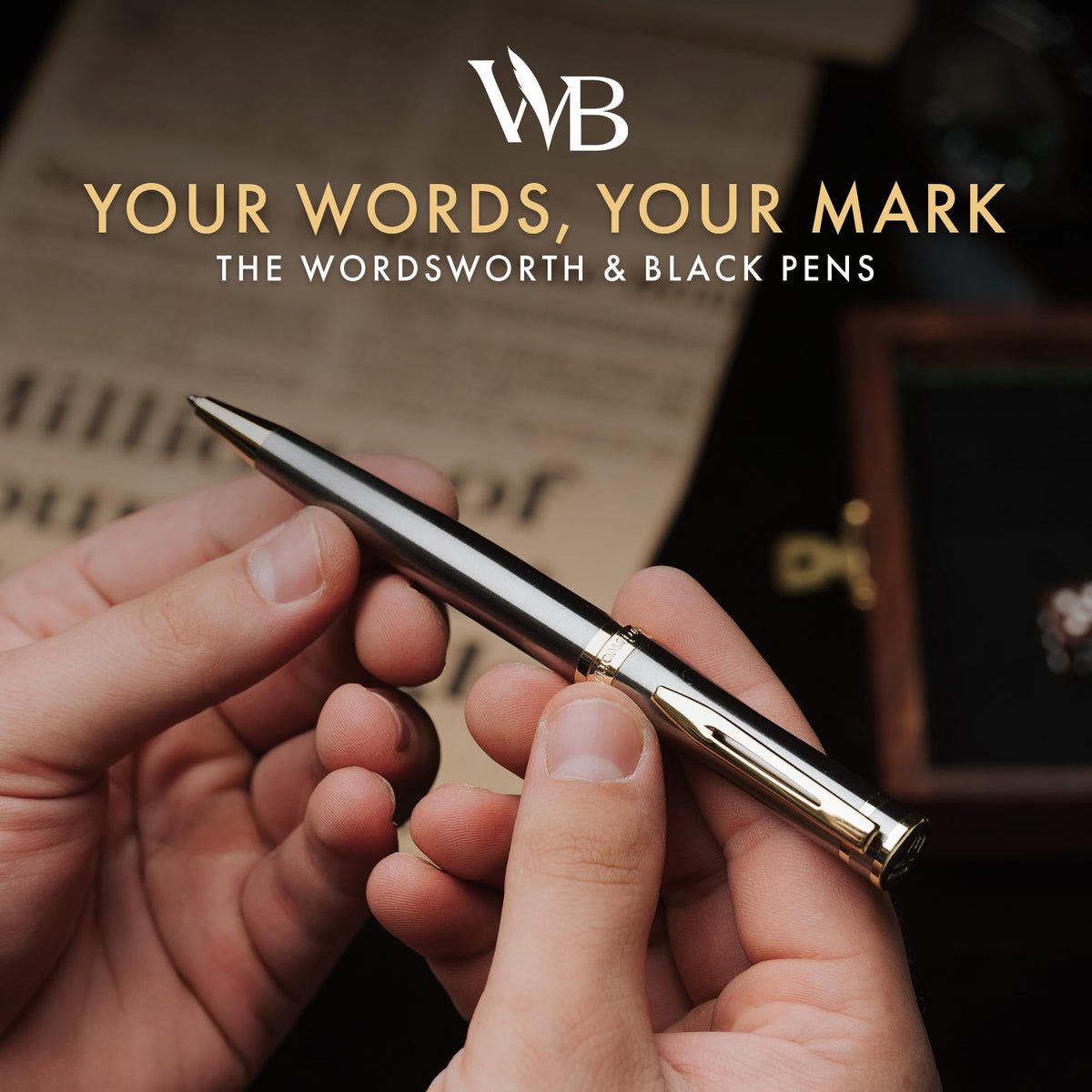 Wordsworth & Black Luxury Refillable Ballpoint Pen Set for Writing, Silver