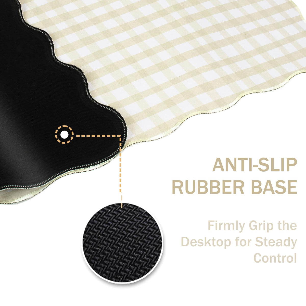 L-SPOUTTO Beige Striped Mouse Pad,Scalloped Desk Mat XXL Large Geometric Gaming