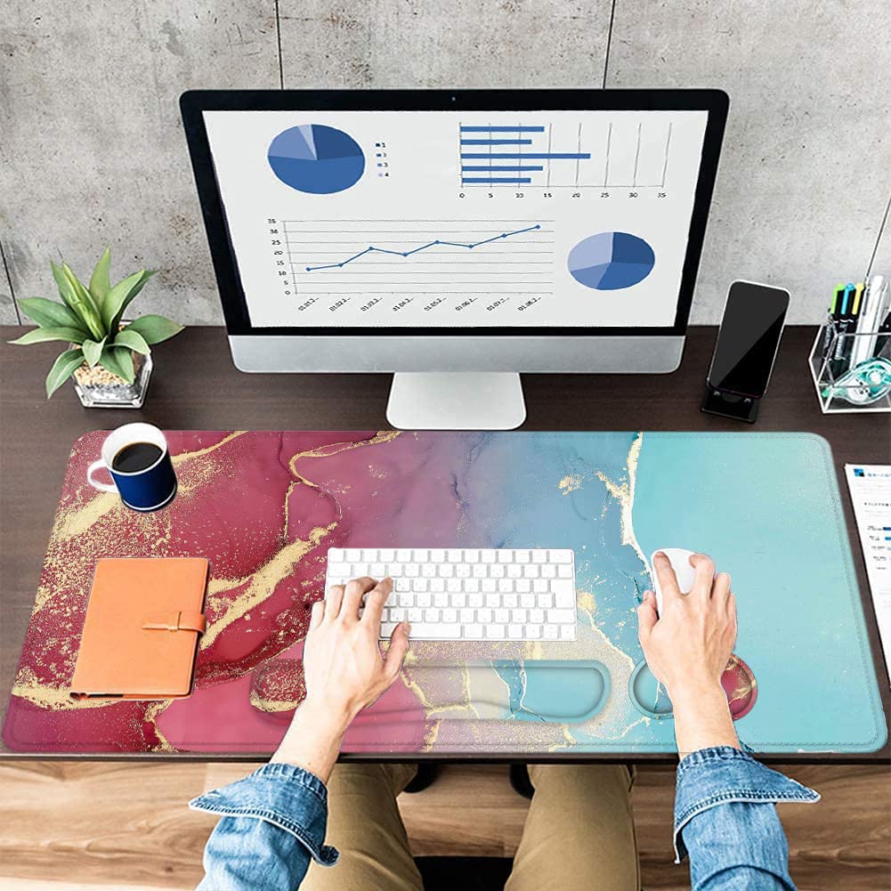 LATEEFAH Large Mouse Pad and Keyboard Wrist Rest, Desk Pad for Keyboard and Mouse, Extended Gaming